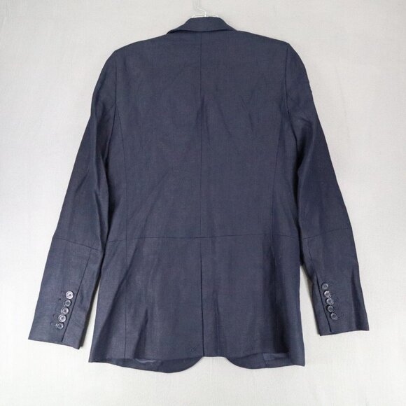 New Michael Kors Womens Size 2 Linen Blazer Jacket Midnight Blue Dark - Picture 5 of 7